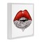Stupell Industries Red Glam Lips with Gemstones Framed Giclee Art
